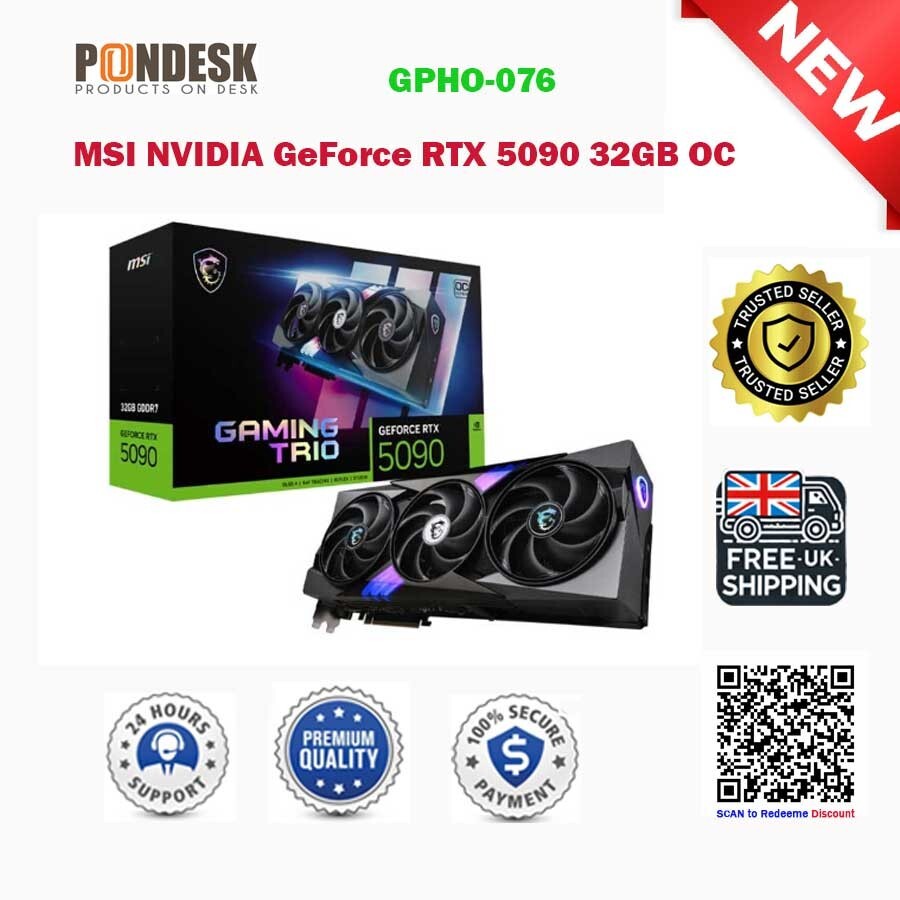 MSI NVIDIA GeForce RTX 5090 32GB GAMING TRIO OC Blackwell Graphics Card